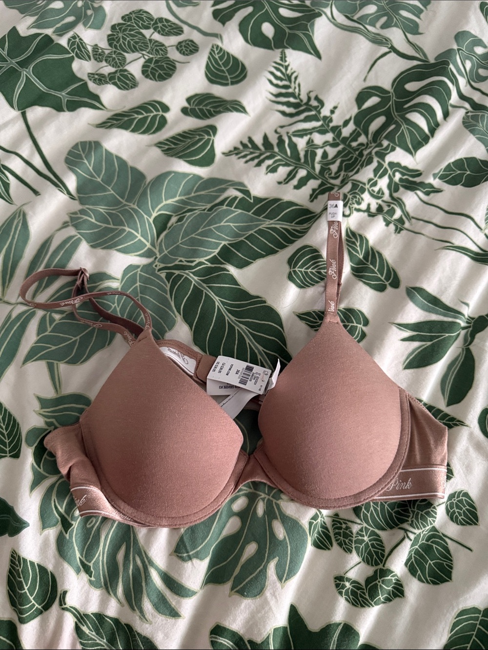 NWT VS pink wear everywhere push up bra color cocoa 26861539 size 36a